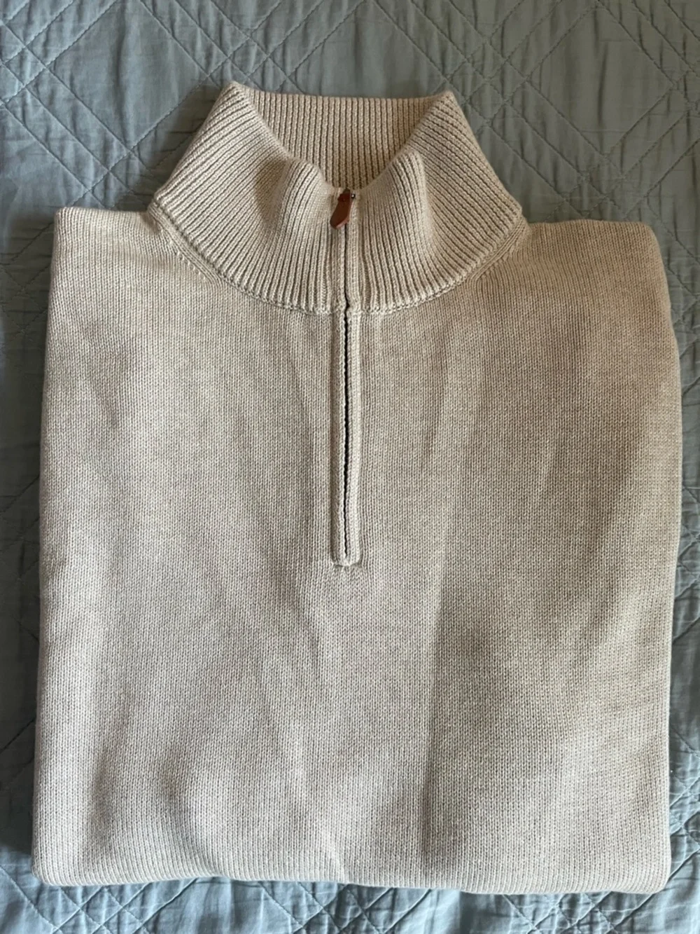 J.‎ CREW Heritage cotton quarter-zip sweater in Heather Sand XXL NWT $118 BT793